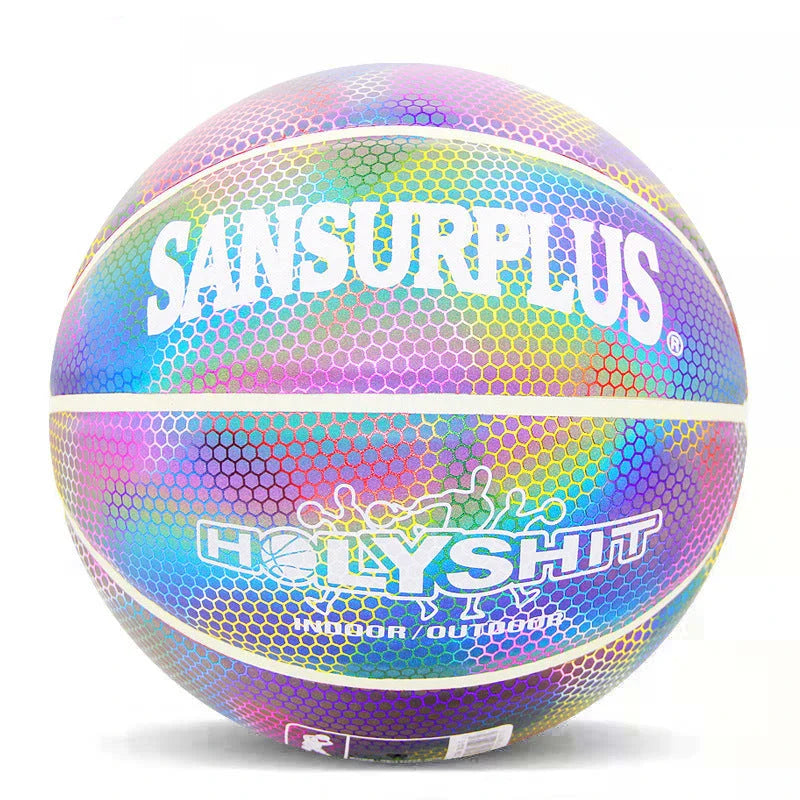 Glowing luminous fluorescent basketball with unique reflective effects for night games