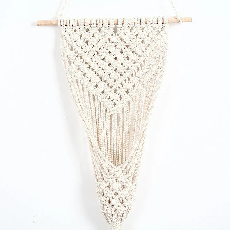 Hand-woven cotton wall tapestry with grid pattern measuring 30x70cm