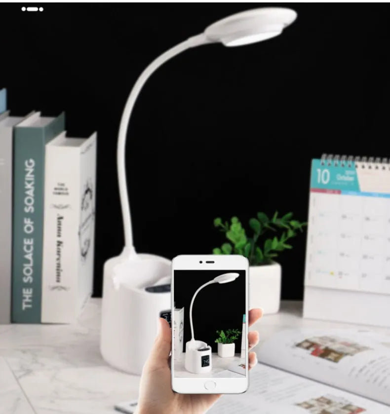 White USB desk lamp with learning light and touch switch for study eye protection