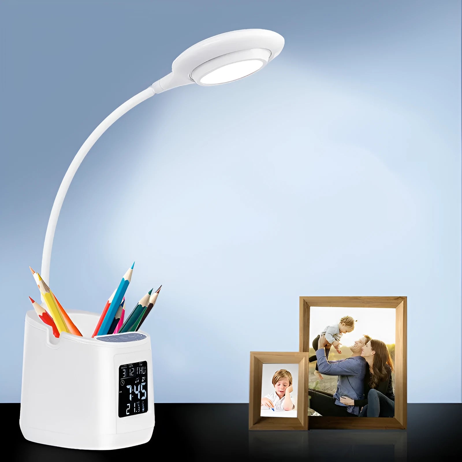 White USB desk lamp with learning light and touch switch for study eye protection