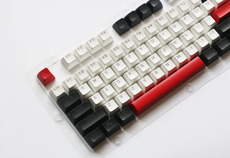 104-key SA height ABS keycap set in white red colour for full-size mechanical keyboard
