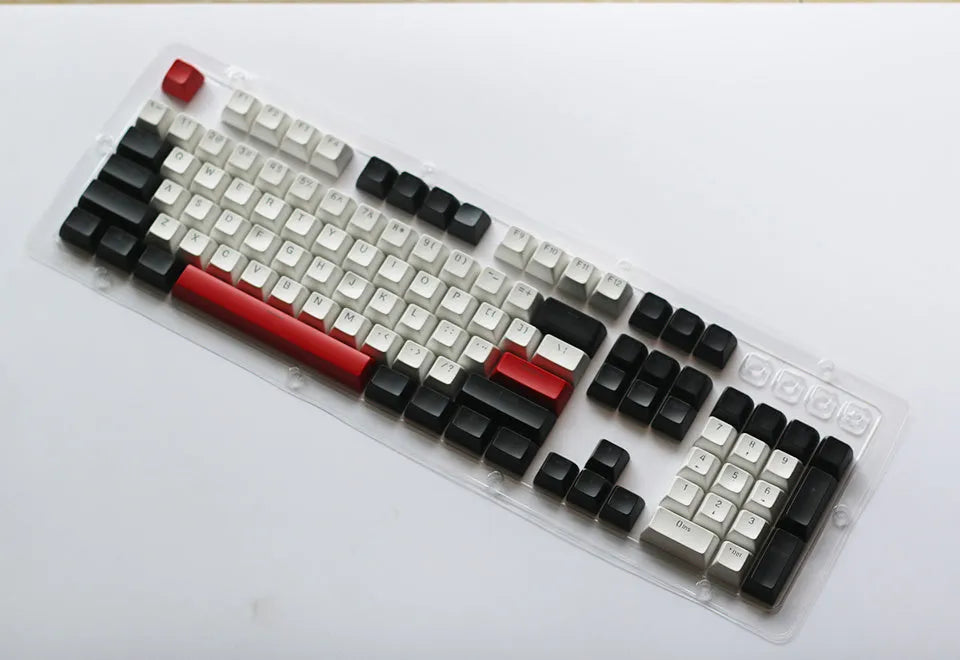 104-key SA height ABS keycap set in white red colour for full-size mechanical keyboard