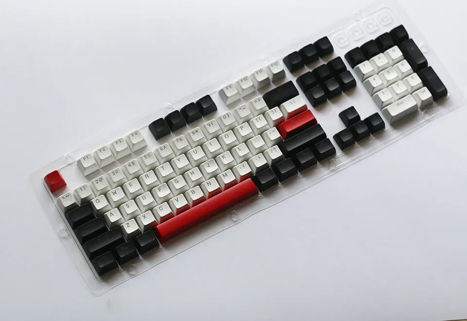 104-key SA height ABS keycap set in white red colour for full-size mechanical keyboard