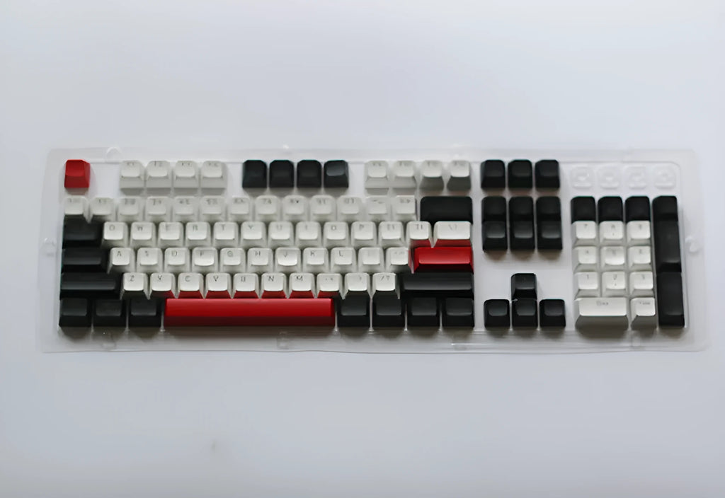 104-key SA height ABS keycap set in white red colour for full-size mechanical keyboard