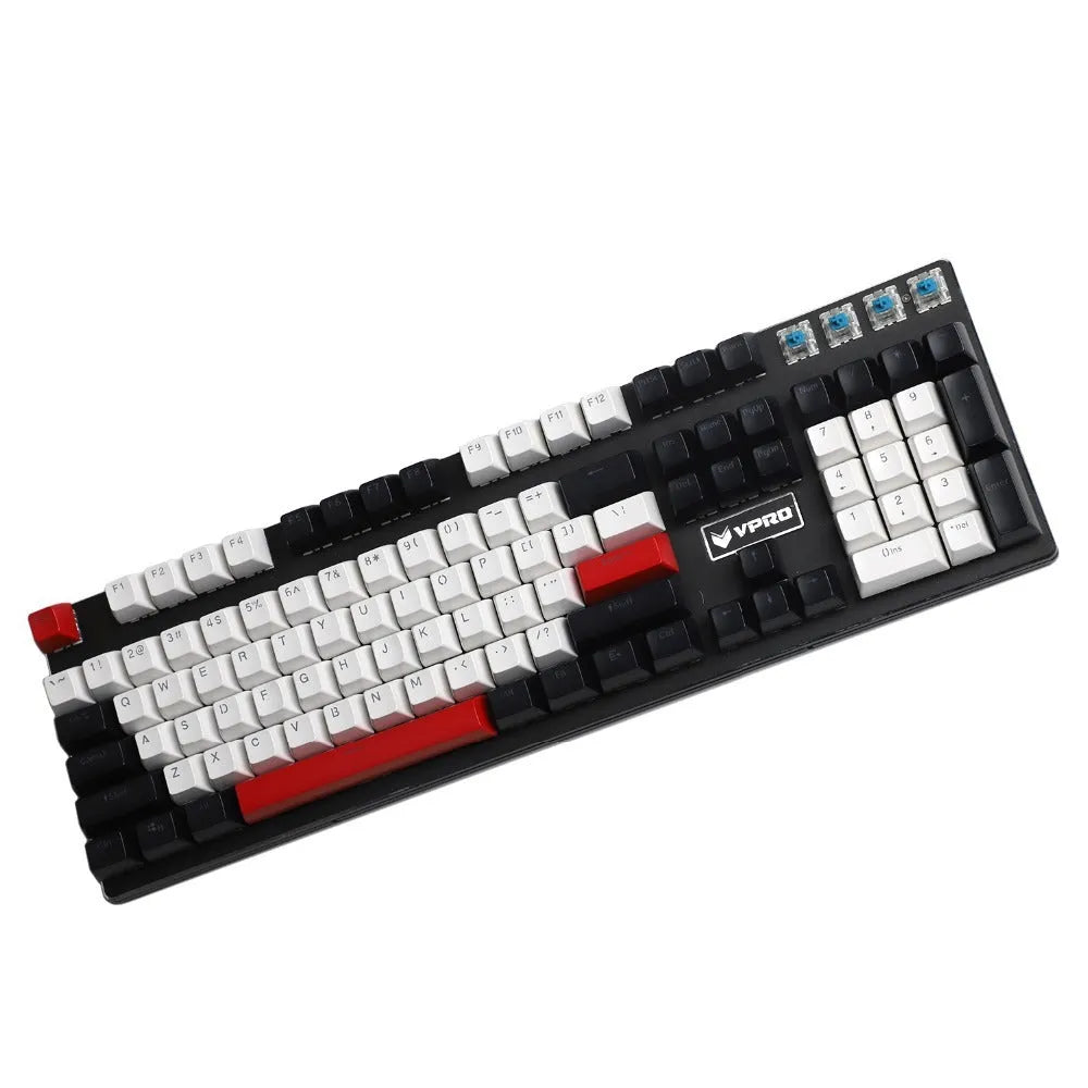 104-key SA height ABS keycap set in white red colour for full-size mechanical keyboard