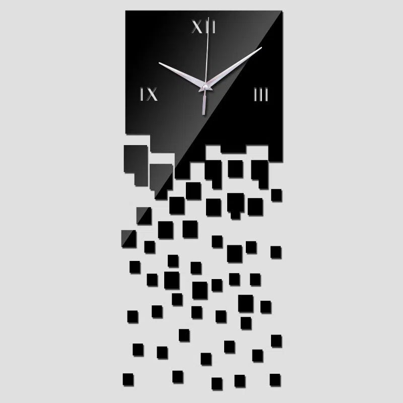 Acrylic DIY creative wall clock with 3D pointer and number display in gold finish
