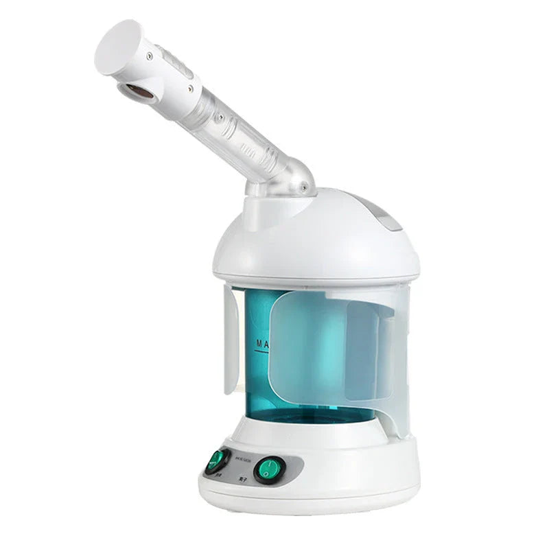 Advanced facial steamer with large water tank, rotating nozzle, and ionic steam technology for a rejuvenating at-home spa experience