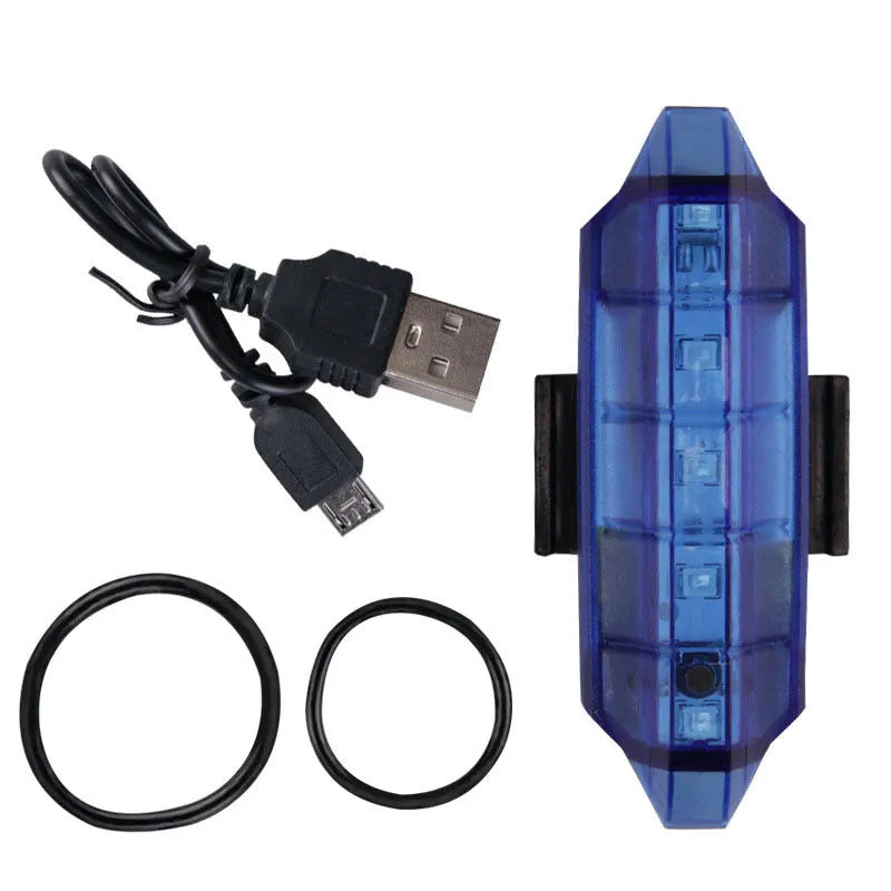 USB rechargeable bicycle front light in black with handlebar mount and charging indicator