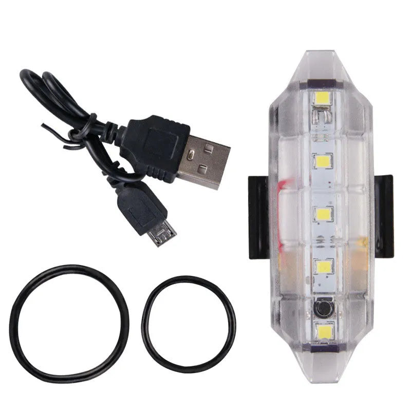 USB rechargeable bicycle front light in black with handlebar mount and charging indicator