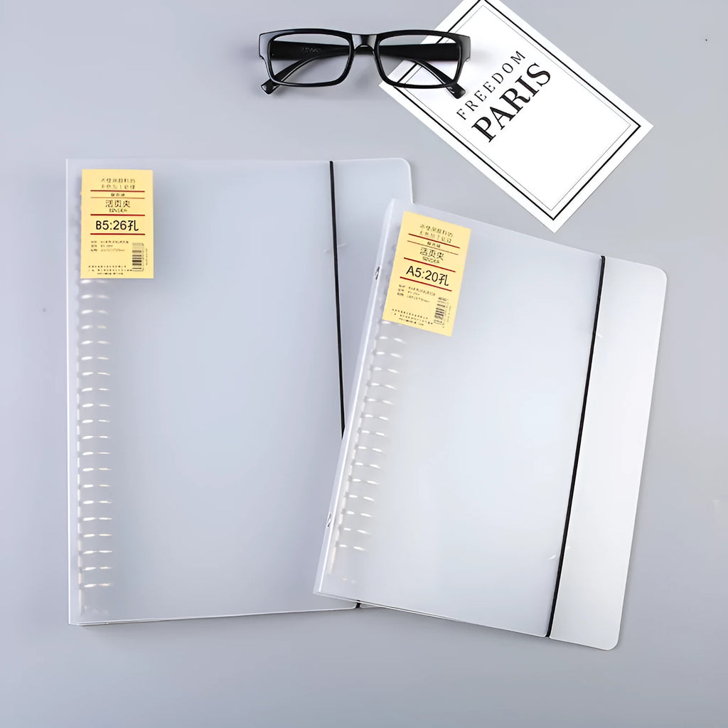 A5 26-hole horizontal line binder notebook with PP matte cover for loose-leaf paper organisation