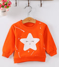 Baby girl wearing a soft, cartoon-print Korean-style sweatshirt for autumn.