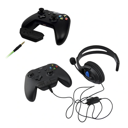 Black XBOX ONE headphone adapter converter with 3.5mm stereo interface, sized 8x5x2.5 cm for single headset use