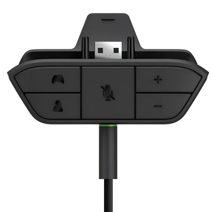 Black XBOX ONE headphone adapter converter with 3.5mm stereo interface, sized 8x5x2.5 cm for single headset use