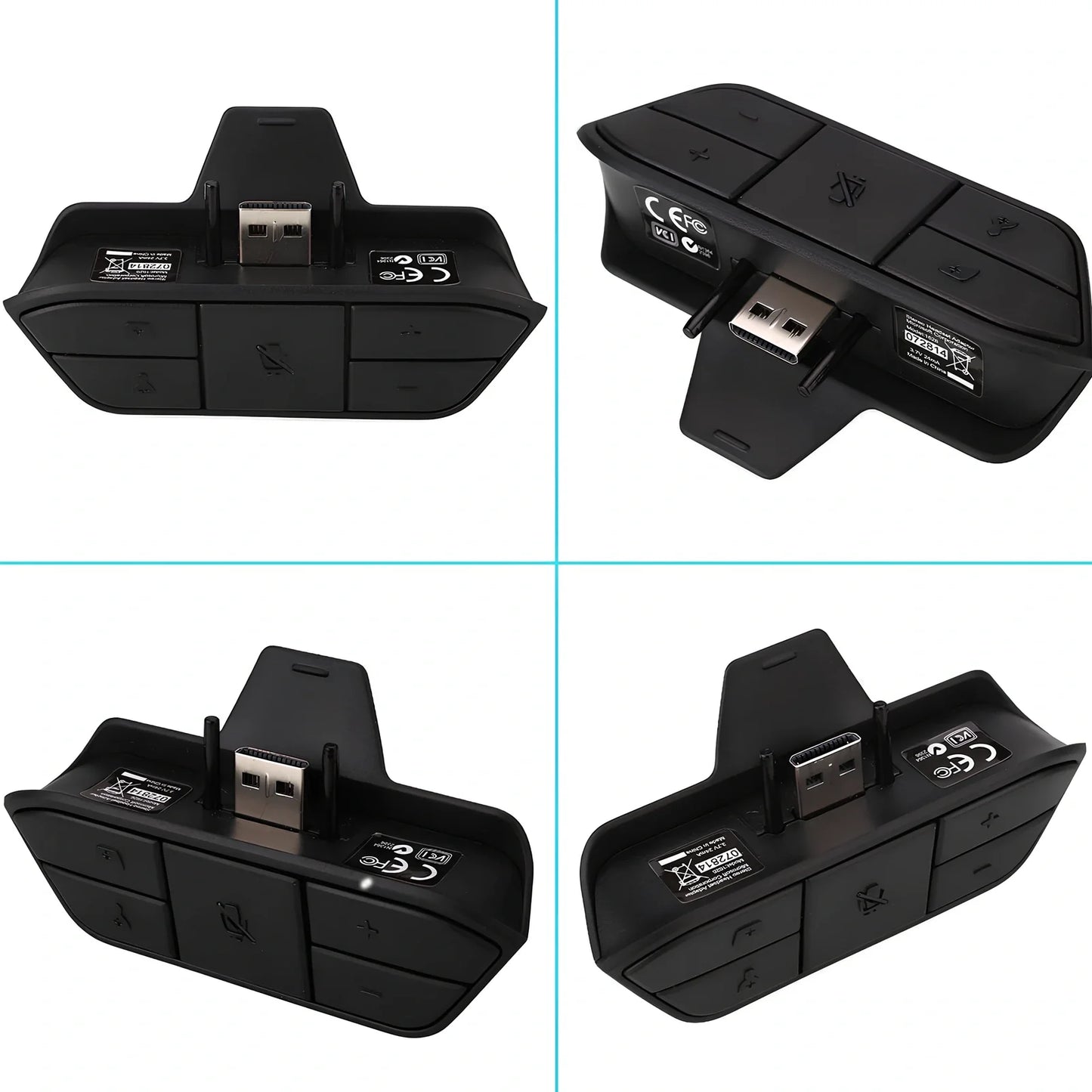 Black XBOX ONE headphone adapter converter with 3.5mm stereo interface, sized 8x5x2.5 cm for single headset use