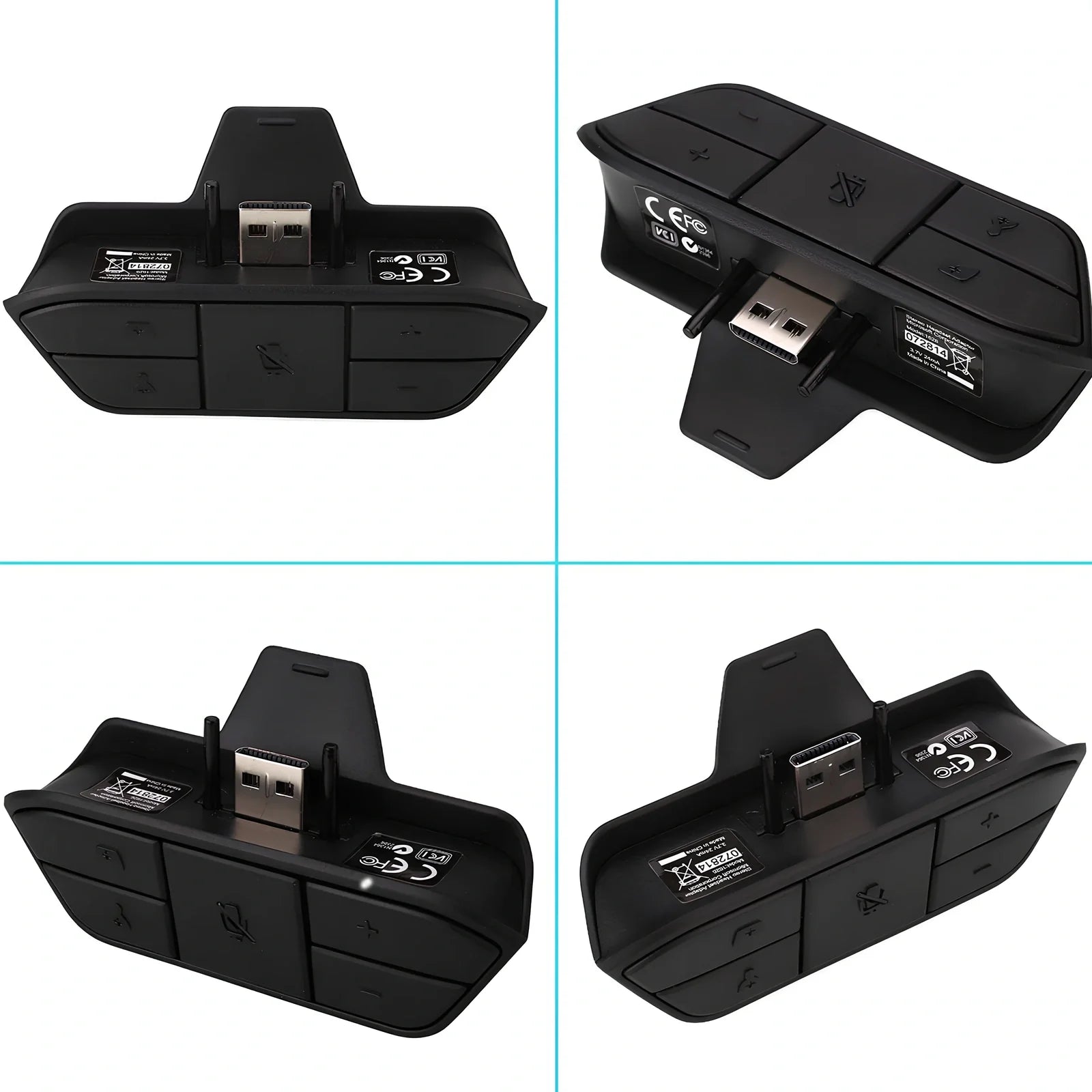 Black XBOX ONE headphone adapter converter with 3.5mm stereo interface, sized 8x5x2.5 cm for single headset use