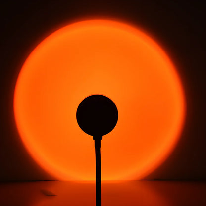 Adjustable sunset projection lamp with iron shell, 80x100x270mm, projecting 4 light modes on wall via USB 5V power