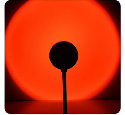 Adjustable sunset projection lamp with iron shell, 80x100x270mm, projecting 4 light modes on wall via USB 5V power