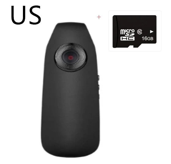 Mini HD 1080P video camera with one-click recording and motion detection