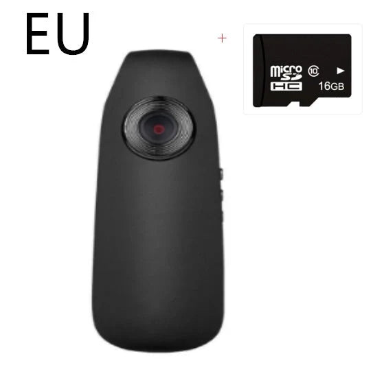 Mini HD 1080P video camera with one-click recording and motion detection