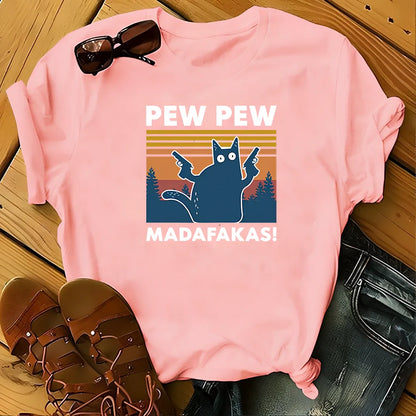 Short sleeve printed Maddakas T-shirt in navy blue, loose fit with round neck and hedging hems, sizes S to XXXL