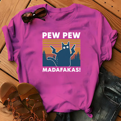 Short sleeve printed Maddakas T-shirt in navy blue, loose fit with round neck and hedging hems, sizes S to XXXL