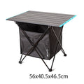 Folding table storage bag in waterproof Oxford fabric with front pocket, available in two sizes for camping