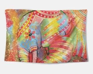 Vibrant polyester tapestry with digital thermal transfer technology for durable home decor