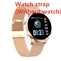 Round screen smart watch with health monitoring features and multi-language support
