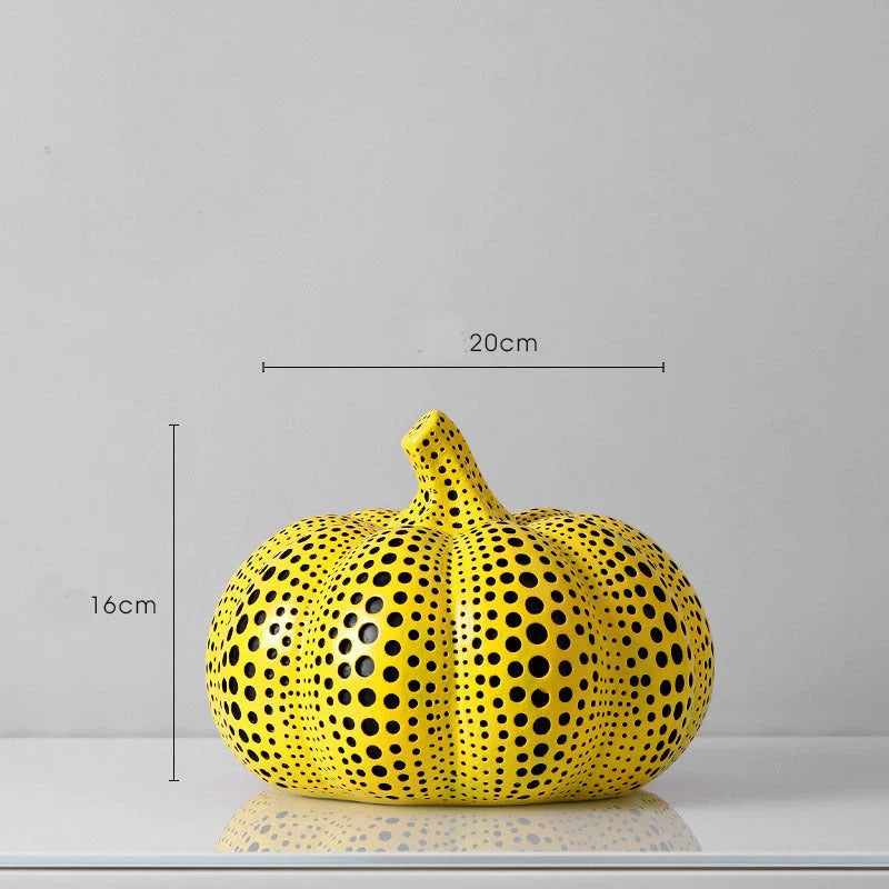 Retro polka dot resin pumpkin ornaments for home and office decor