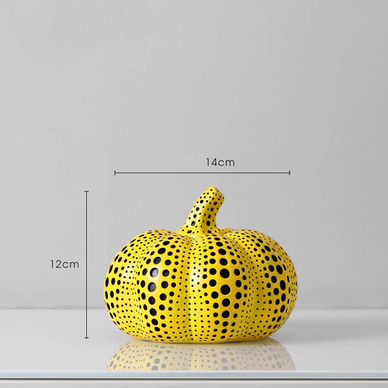 Retro polka dot resin pumpkin ornaments for home and office decor
