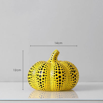 Retro polka dot resin pumpkin ornaments for home and office decor