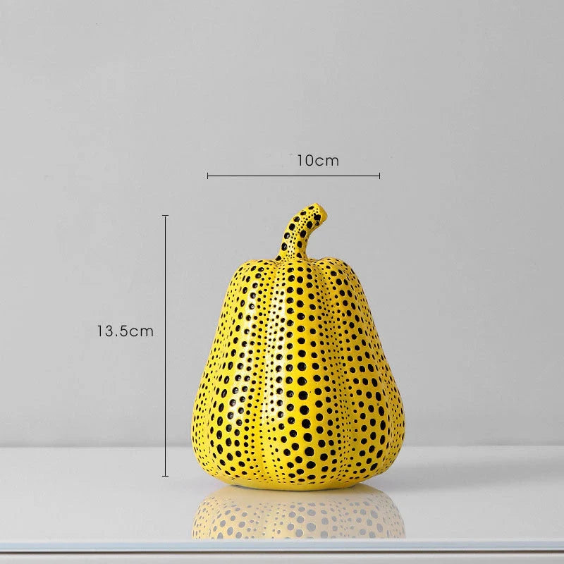 Retro polka dot resin pumpkin ornaments for home and office decor
