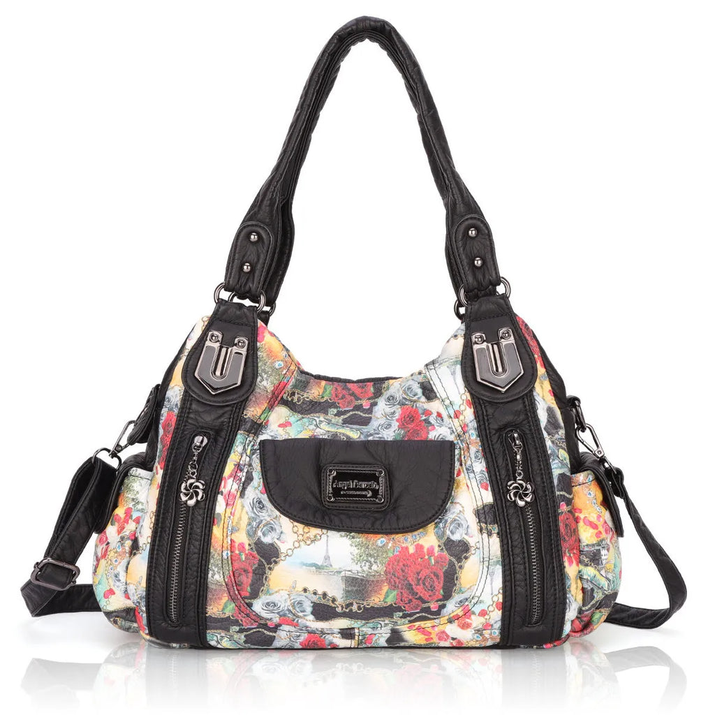 White women's soft PU leather messenger bag with dumpling style and horizontal square shape