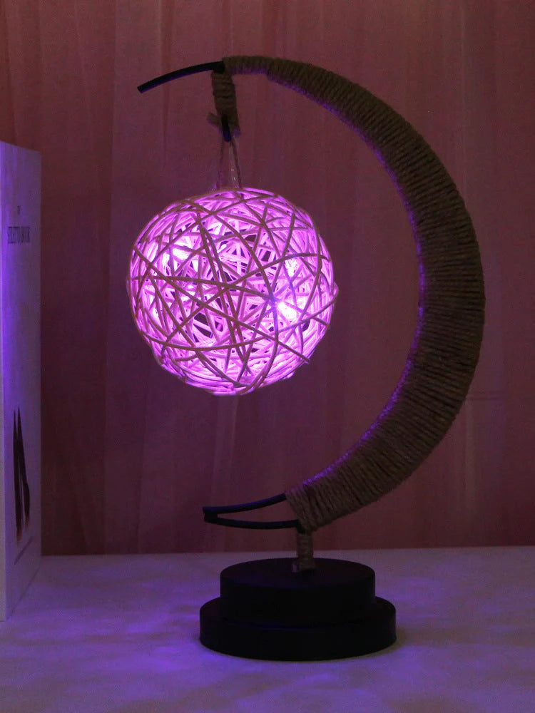 Moon Light LED Copper Wire Lamp with star and apple glass pendants