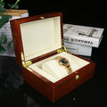 Custom brown MDF gloss paint watch and jewellery storage box with heaven-and-earth cover, 18x13.5x8.5cm