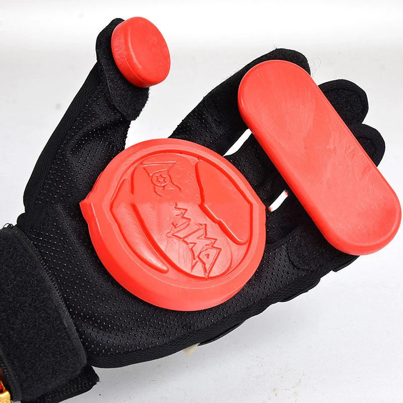 Downhill Skateboard Gloves with triple slider protection in black and red options