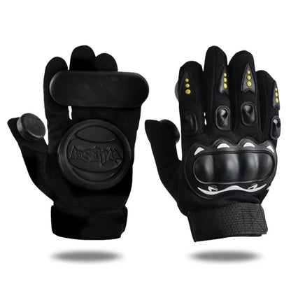 Downhill Skateboard Gloves with triple slider protection in black and red options
