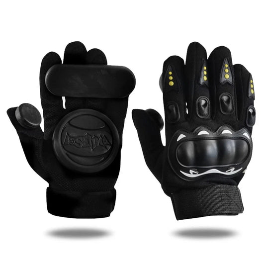 Downhill Skateboard Gloves with triple slider protection in black and red options