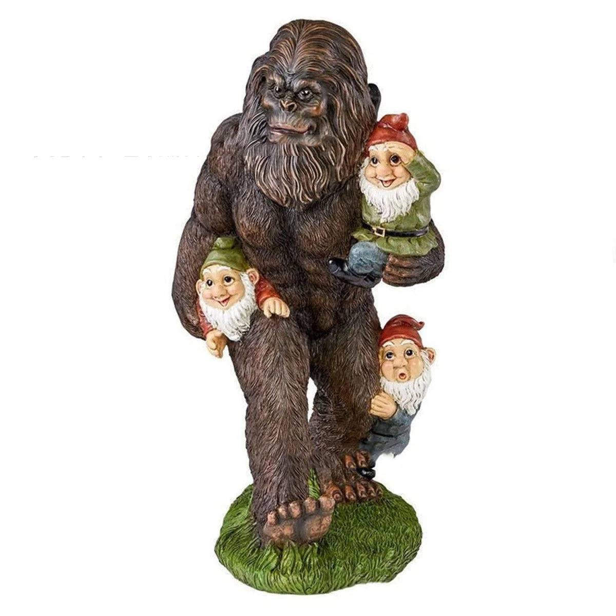 Hand-painted cartoon orangutan and dwarf resin garden statue