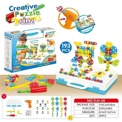Creative Building Kits Educational Blocks Sets with safe plastic power drill for children