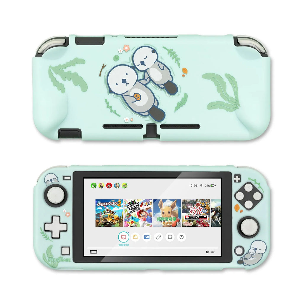 Nintendo Switch Lite silicone protective case with hard PC back grip housing.