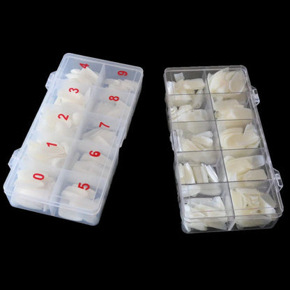 500 Piece Nail Art Box with transparent and natural armor pieces for custom designs