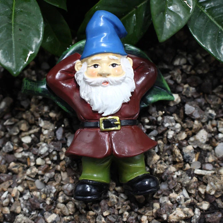 Dwarf garden gnome plug-in ornament for outdoor decoration