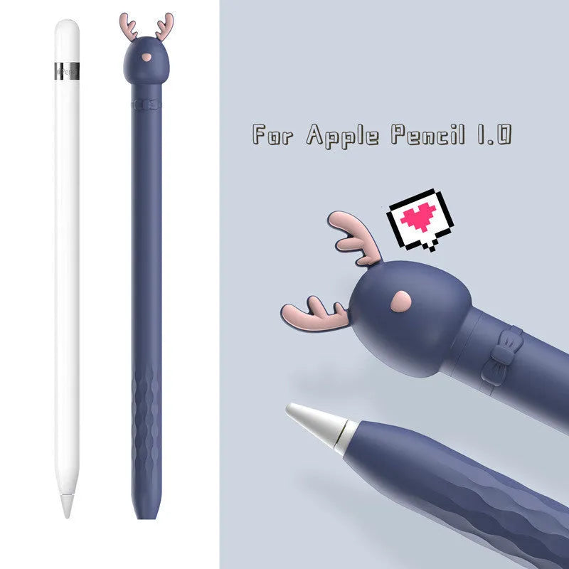 Apple Pencil inside a silicone protective case with cartoon rabbit design