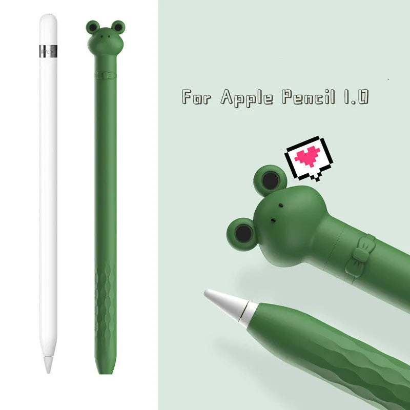 Apple Pencil inside a silicone protective case with cartoon rabbit design
