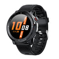 IP68 waterproof Android smart watch for men with 1.3-inch circular touchscreen and black silicone wrist strap