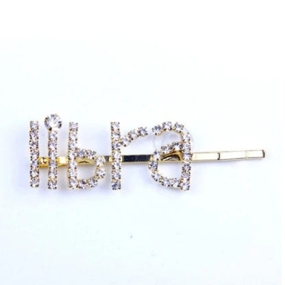 Golden electroplated constellation word clip hairpin showing zodiac design on 3.5cm metal surface