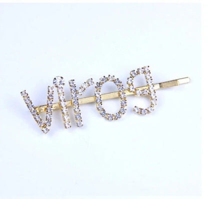 Golden electroplated constellation word clip hairpin showing zodiac design on 3.5cm metal surface