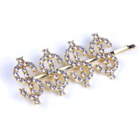 Golden electroplated constellation word clip hairpin showing zodiac design on 3.5cm metal surface