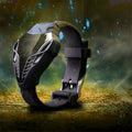 Silicone LED digital watch with black strap, digital display, and sporty design